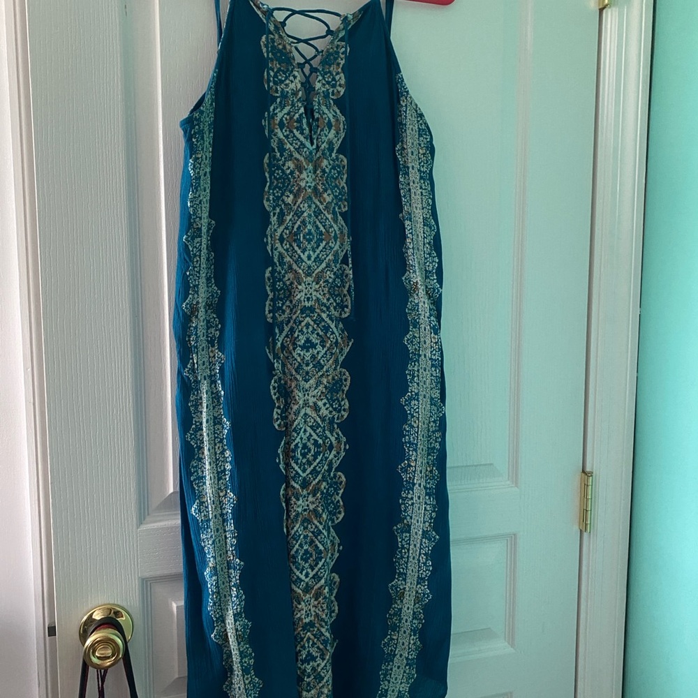 O'Neill Teal and Cream Patterned Maxi Dress